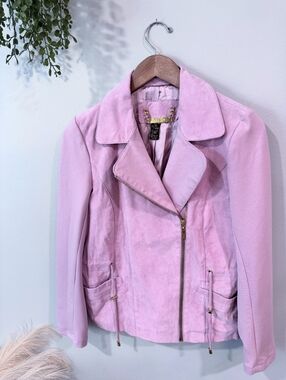 Iman Suede Moto Jacket - Pink -xs